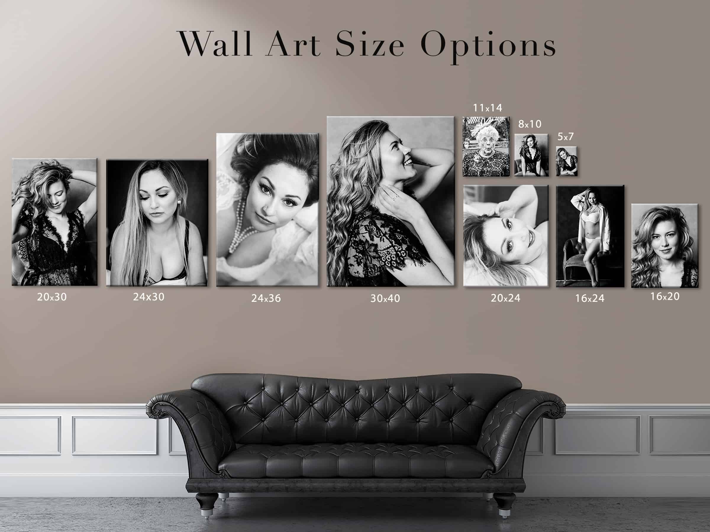 Wall Art Size Options - Julie Herbert Adams Portrait Photography, Cheshire